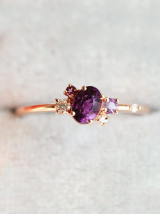 Purple Sapphire Cluster Ring