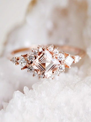 Morganite Diamond Cluster Ring