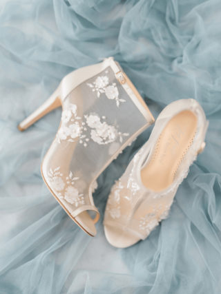 White ivory wedding booties