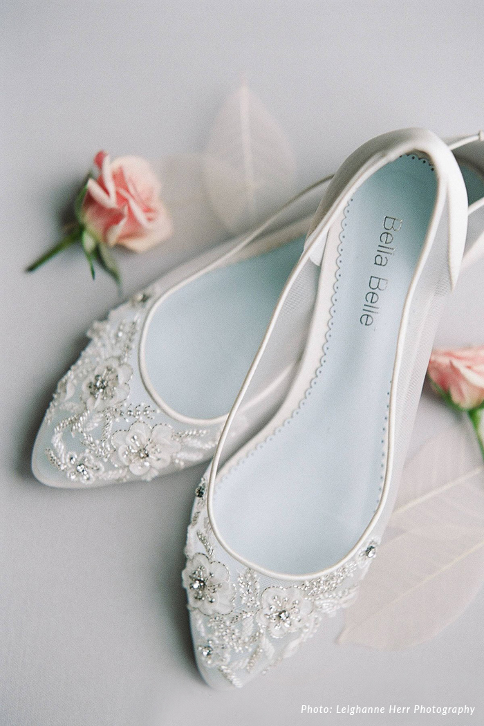 Adora Floral Beaded Wedding Flats | Praise Wedding Shop