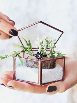 Pentagon Glass Geometric Ring Bearer Box