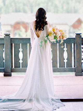 Chiffon Long Sleeve Slit Wedding Dress