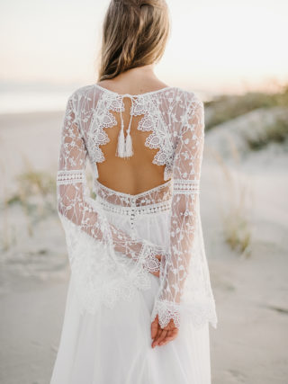 Mabel Bohemian Backless Long Sleeve Lace Wedding Dress