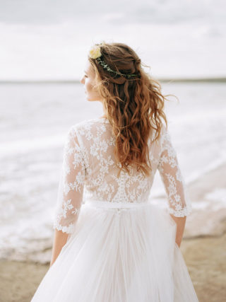 Сandace 3/4 Sleeve Ivory Lace Wedding Dress
