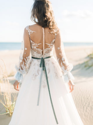 Handmade something blue wedding dress