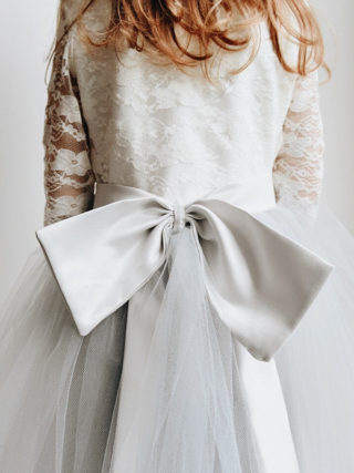 Lace 3/4 sleeve Bow Sash Dress