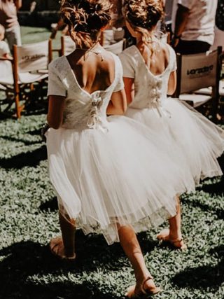 Ribbon Laced Back Tulle Dress