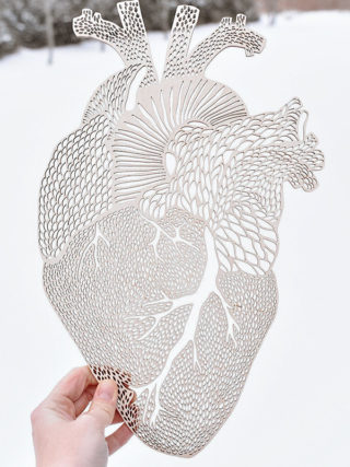 Anatomical Heart Lasercut Wooden Artwork