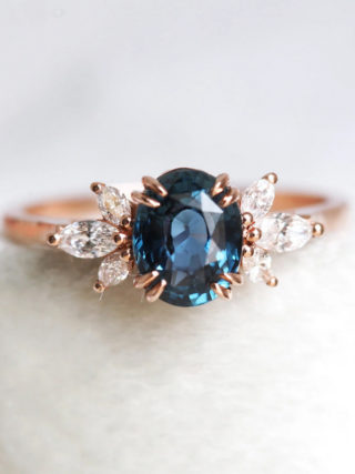 Oval Blue Sapphire Diamond Ring