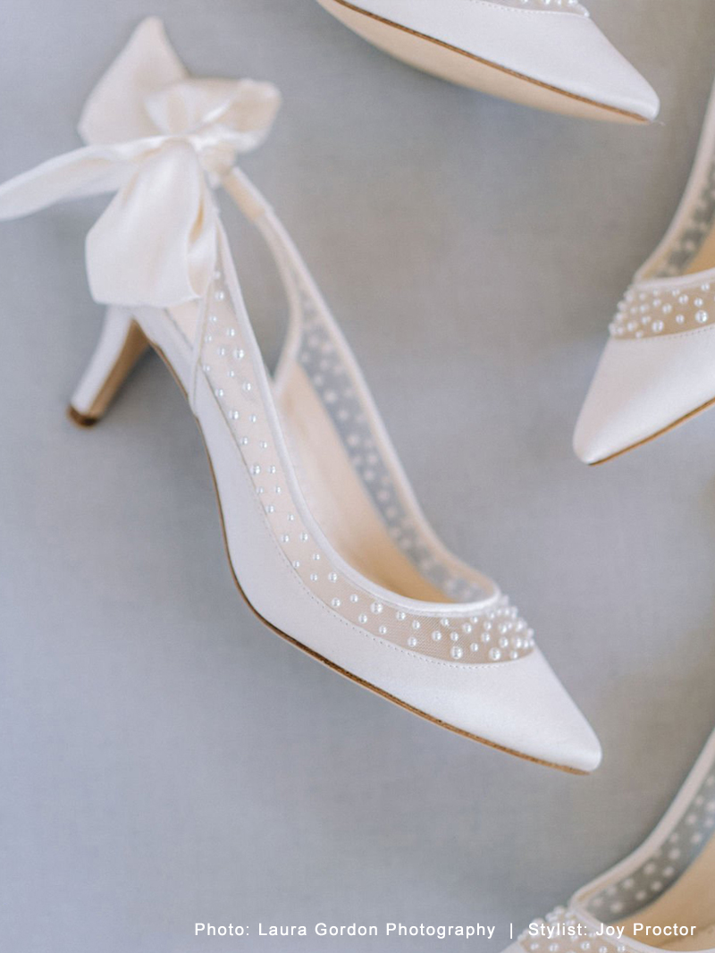 Pearl Slingback Wedding Heel with Bow | Praise Wedding Shop