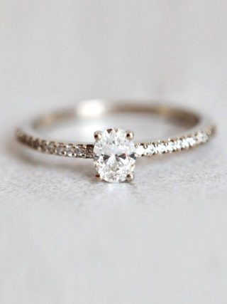 Oval Diamond Ring with Half Eternity Band