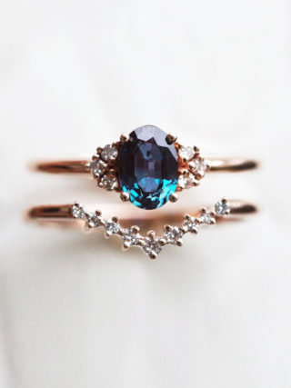 Alexandrite and Diamond Cluster Ring