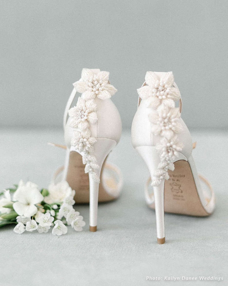 Gardenia 3D Floral Ivory Pearls Wedding Heel