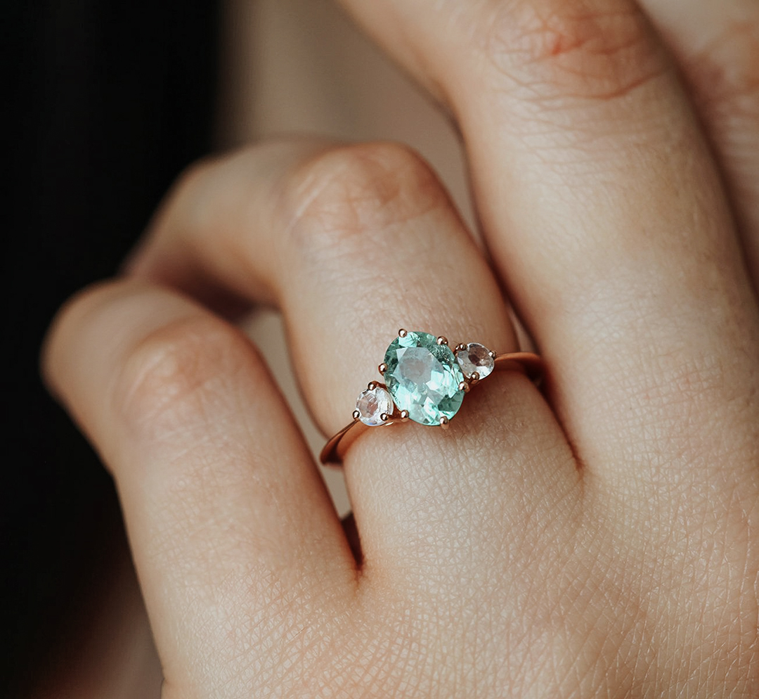 Mint tourmaline engagement on sale ring