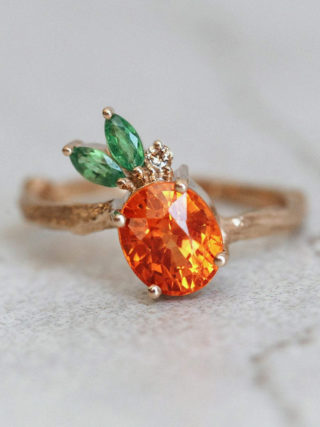 Pineapple Mandarin Garnet Ring