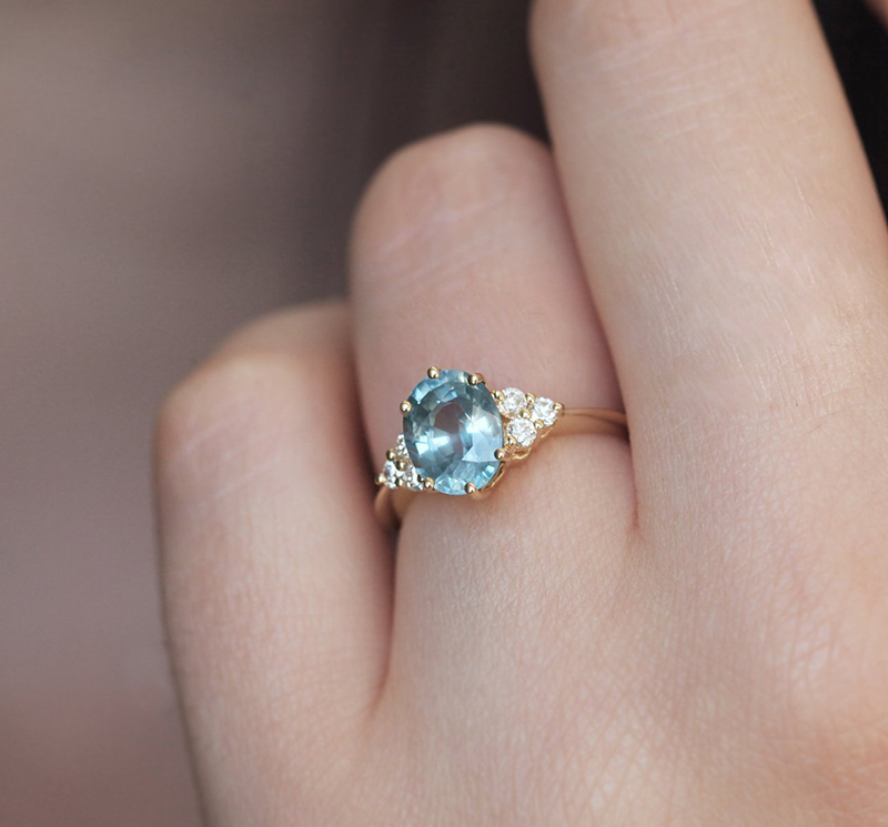 Terry Light Blue 0.80 Carat Natural Sapphire & Diamond Halo Engagement –  Unique Engagement Rings NYC | Custom Jewelry by Dana Walden Bridal