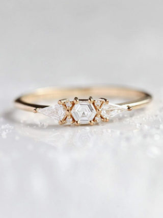 Hexagon Art Deco Diamond Cluster Ring