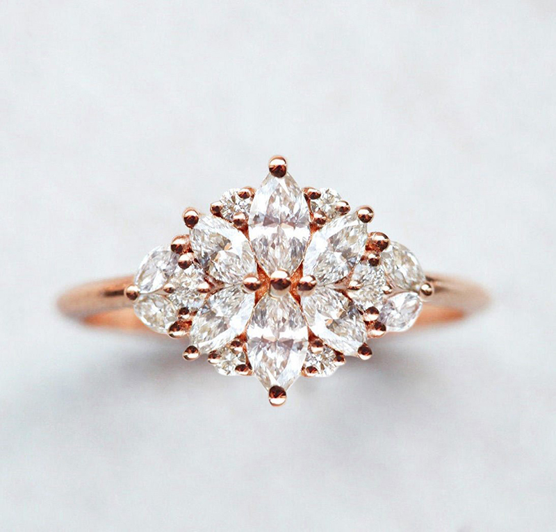 KATARINA Diamond Engagement Ring in 10K Rose Gold (1/3 cttw, I-J, I1)  (Size-4.5) | Amazon.com
