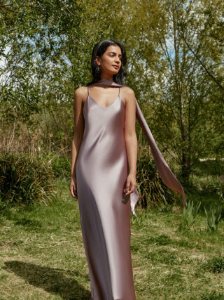 Bridesmaid Satin Cross Back Dress